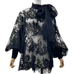 Vintage Long Sleeve Lace See Through Top