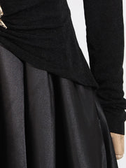 Elegant Patchwork Metal Strapless Off Shoulder Sleeve High Waist Dress