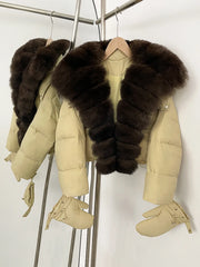 Short Hooded Big Real Fox Fur Down Coat
