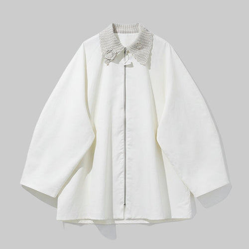 Crochet Flower Turn-down Collar Jacker