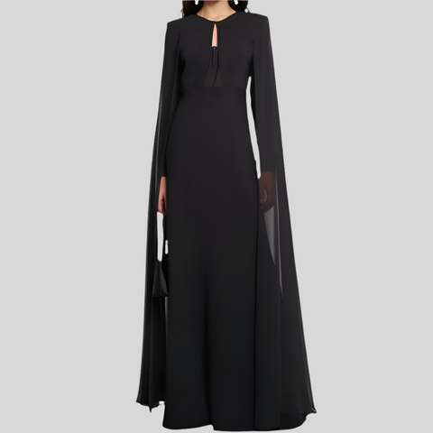 Black Midi V Neck Elegant Dress