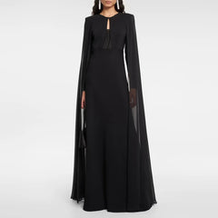 Chiffon Elegant Crew Neck With Cap Sleeve Gown