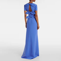 O Neck Appliques Short Sleeve Dress