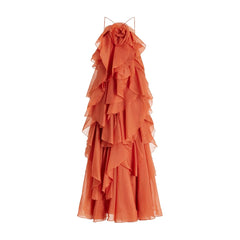 Solid Slimming Elegant Sleeveless Patchwork Ruffles High Waist Dress