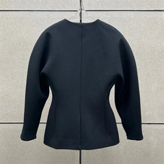 |Single Breasted Slim Long Sleeved V-neck Jacket