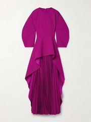 Banquet Long Sleeve Split-Joint Tiered Pleated Maxi Dresses