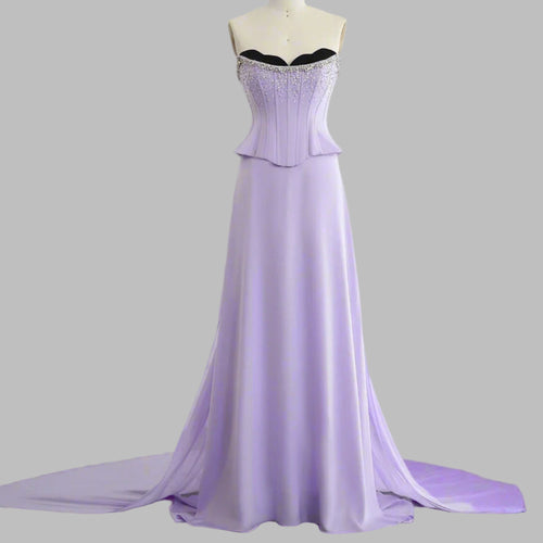 Lilac Two Pieces   Scalloped Corset Luxury Evening Dresses