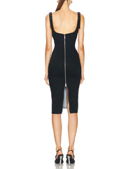 Splicing collision denim halter deconstructed Slim dress