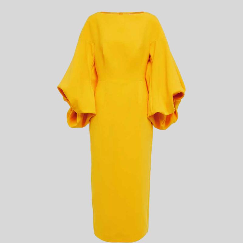 Yellow Puffy Sleeve Dress