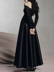 Elegant Patchwork Metal Strapless Off Shoulder Sleeve High Waist Dress