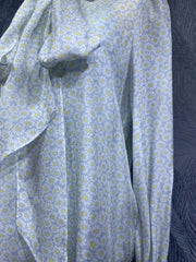 Bow Tie Elegant Little Floral Prints Long Sleeve Silk Shirt Top