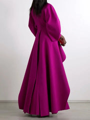 Banquet Long Sleeve Split-Joint Tiered Pleated Maxi Dresses