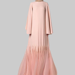Jersey Crew Neck Long Sleeves Party Dress