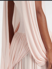 Asymmetric pleated sleeveless cape cloak Dress
