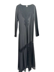Spliced Lace Elegant V Neck Long Sleeves Dress