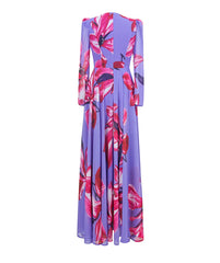 Maxi V-Neck High Waist Flower Printed Long Dress