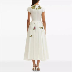 Round Neck Pure Cotton Print Short Sleeve Dress