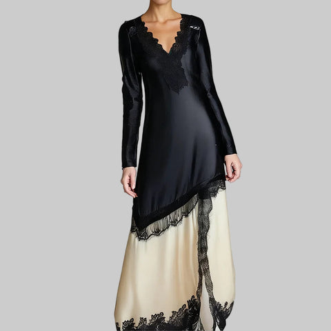 Elegant Black A-line Luxury Lace Tiered Dress