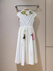 Round Neck Pure Cotton Print Short Sleeve Dress