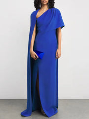 One Shoulder  Cape Maxi  Dress