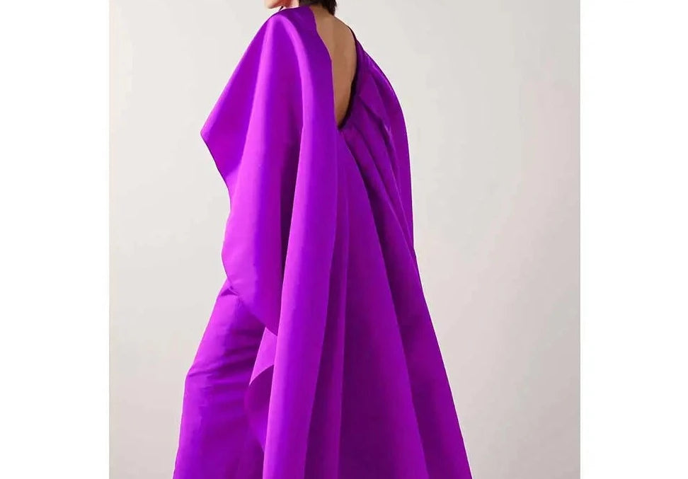Luxury Purple Elegant Backless Train Long Ball Gown