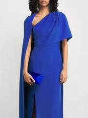 One Shoulder  Cape Maxi  Dress