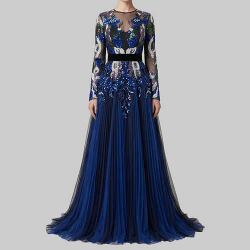 Beaded Blue Sequins robes de soirée  evening Dress