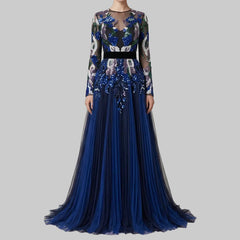 Beaded Blue Sequins robes de soirée  evening Dress