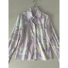 French Niche Light Purple Abstract Cotton Printed SET