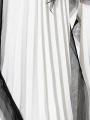 Spliced Mesh Chic Blazer Lapel Long Sleeve Spliced Button Elegant Long Dress