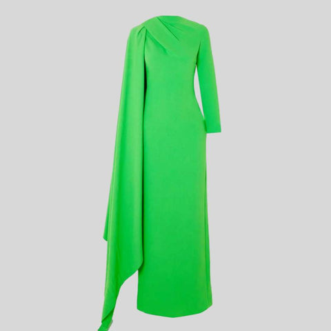 Long Sleeve smock Dress Luxury Cape Gown