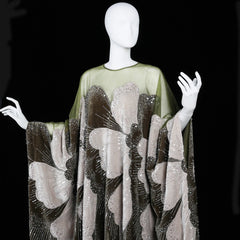 Kaftan O-Neck Velvet Tulle Beaded Dress