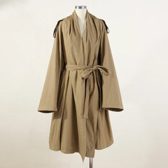 Double-Layer Sleeves Tie Waist Commuter Long Jacket