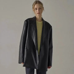 Leather Loose Medium Length Niche Design Jacket