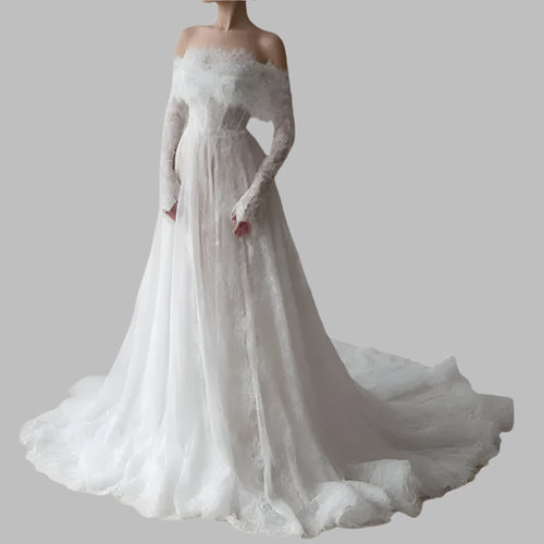 Lace Off Shoulder Wedding  Dress