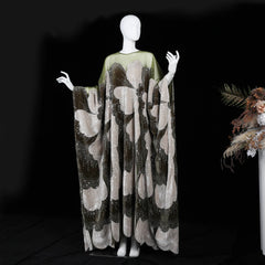 Kaftan O-Neck Velvet Tulle Beaded Dress