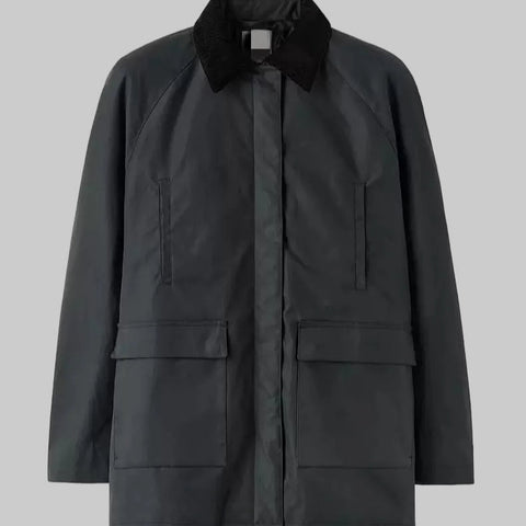 Knitted blended Belt Turn Down Collar Coat