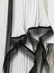 Spliced Mesh Chic Blazer Lapel Long Sleeve Spliced Button Elegant Long Dress