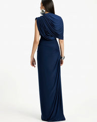 One Shoulder Evening Half Sleeves Crew Neck Dress