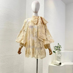 Vintage Long Sleeve Lace See Through Top
