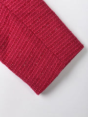 V-neck Long Sleeve Hand Knitting Pleated High Waist Dress
