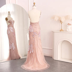 Mermaid  with Feathers Scarf Spaghetti Straps Dress