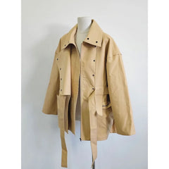 Asymmetrical Placket, Drawstring Hood, Jacket