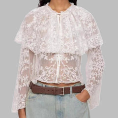 Bottoming shirt lace cape hollow Top