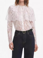 Bottoming shirt lace cape hollow Top