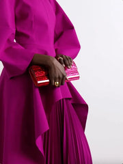 Banquet Long Sleeve Split-Joint Tiered Pleated Maxi Dresses