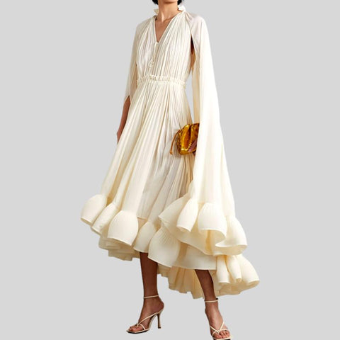Slash Neck Chiffon Loose Waist Solid Color Dress