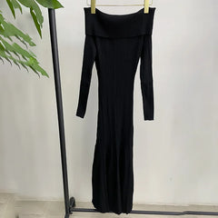 Fishtail Stretch Slim Knit Long dress