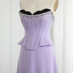 Lilac Two Pieces   Scalloped Corset Luxury Evening Dresses