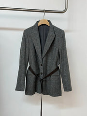 Casual Wool Plaid WaistedStyle Suit + Vest + Trousers Set